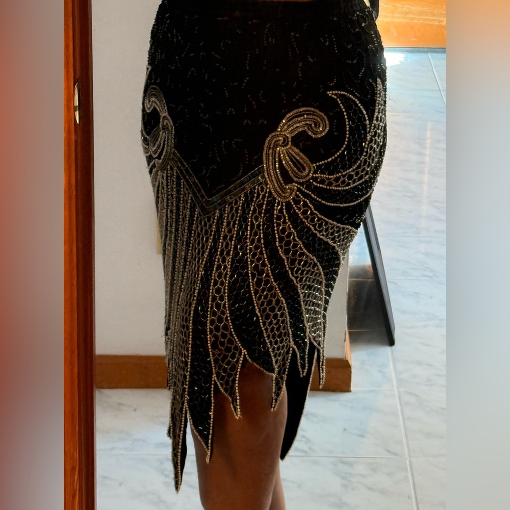 Black and Silver Beaded Skirt
